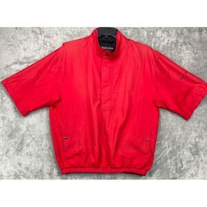 Footjoy Dryjoys Men's Pullover Jacket 1/2 Zip Large Red Windbreaker Short Sleeve